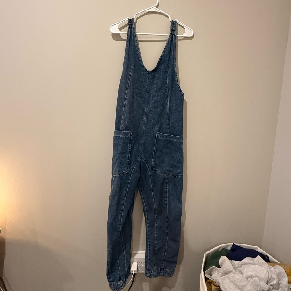 Free People Blue Denim Jumpsuit